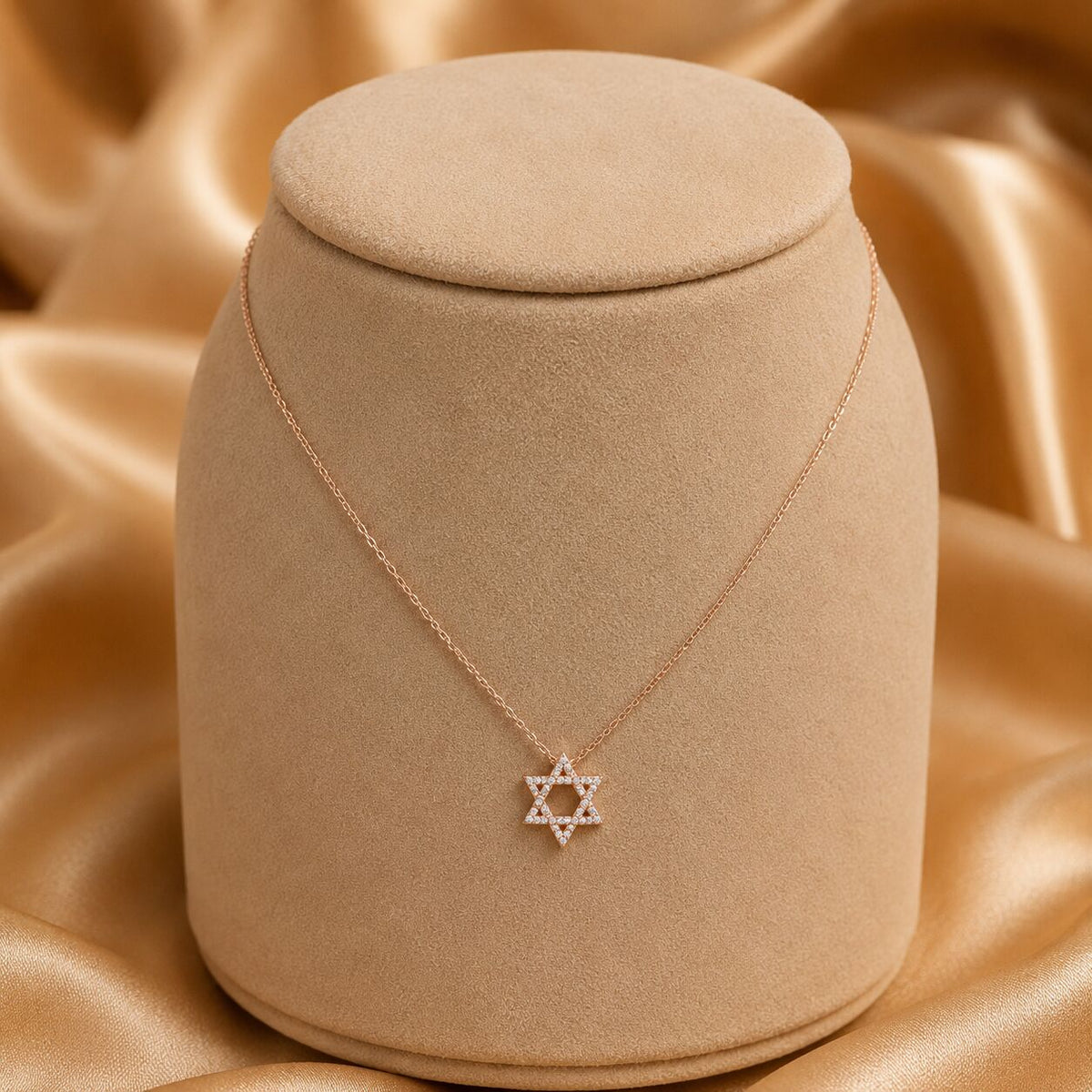 Diamond-accented Star of David pendant in gold, angled view by Alef Bet