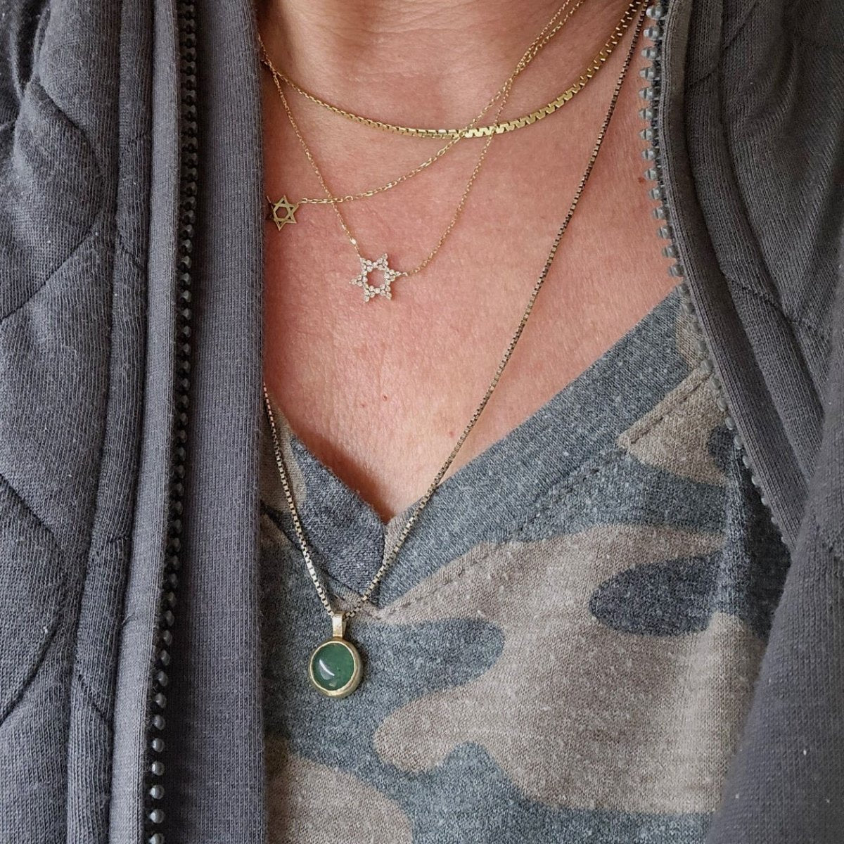 Jewish Star of David Diamond Necklace in Solid 14k Gold, built for forever wear