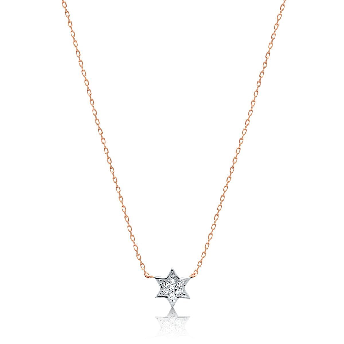 Jewish Star of David Diamond Necklace in Solid 14k Yellow Gold, a sparkling symbol of faith and heritage