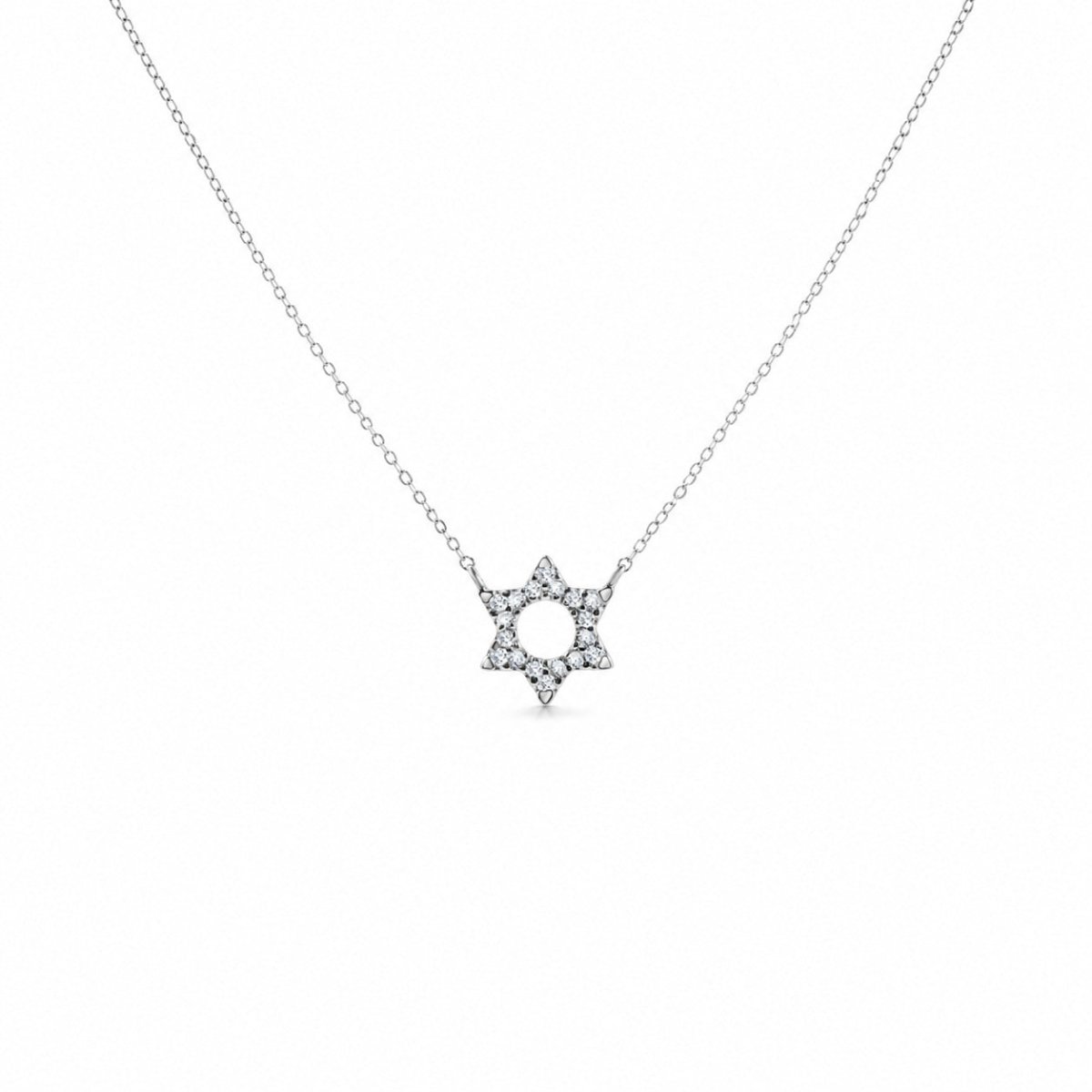 Jewish Star of David Diamond Necklace in Solid 14k Yellow Gold, light enough to forget you're wearing it