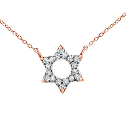Jewish Star of David Diamond Necklace in Solid 14k Yellow Gold, light enough to forget you're wearing it