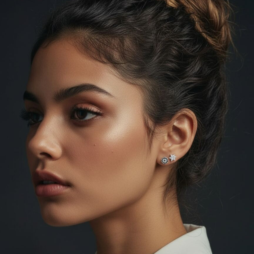 Jewish Star of David Earrings in Silver and Gold