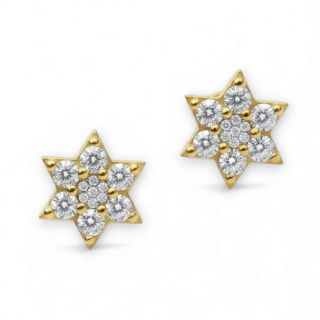 Star of David earrings in sterling silver with gold accents by Alef Bet