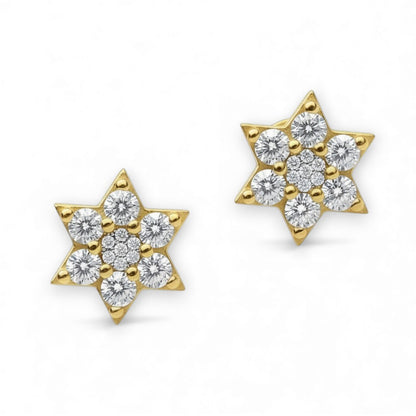 Star of David earrings in sterling silver with gold accents by Alef Bet