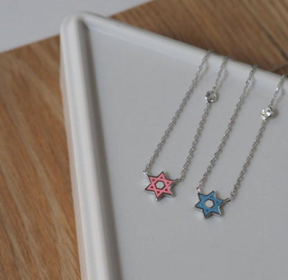Jewish Star of David Enamel Necklace in 14k Gold Plated Sterling Silver 925, a wearable spark of identity you will reach for every day
