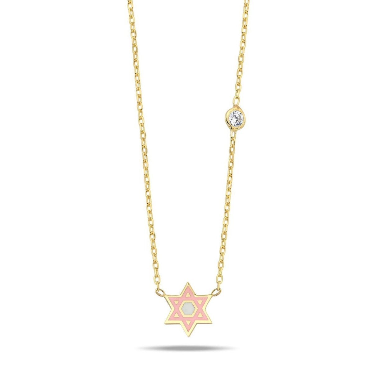 Jewish Star of David Enamel Necklace in 14k Gold Plated Sterling Silver 925, a wearable spark of identity you will reach for every day