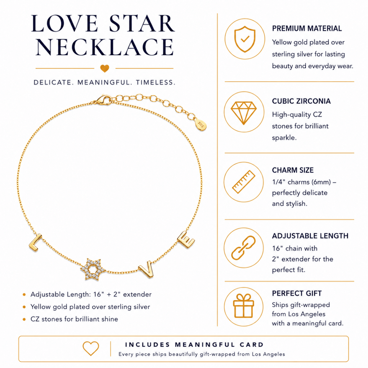 Jewish Star of David Love Necklace in Pave Cubic Zirconia and Sterling Silver 925, inseparable by design