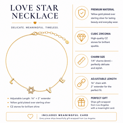 Jewish Star of David Love Necklace in Pave Cubic Zirconia and Sterling Silver 925, inseparable by design