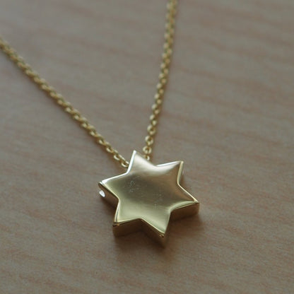 Jewish Star of David Necklace Handcrafted in 14k Gold