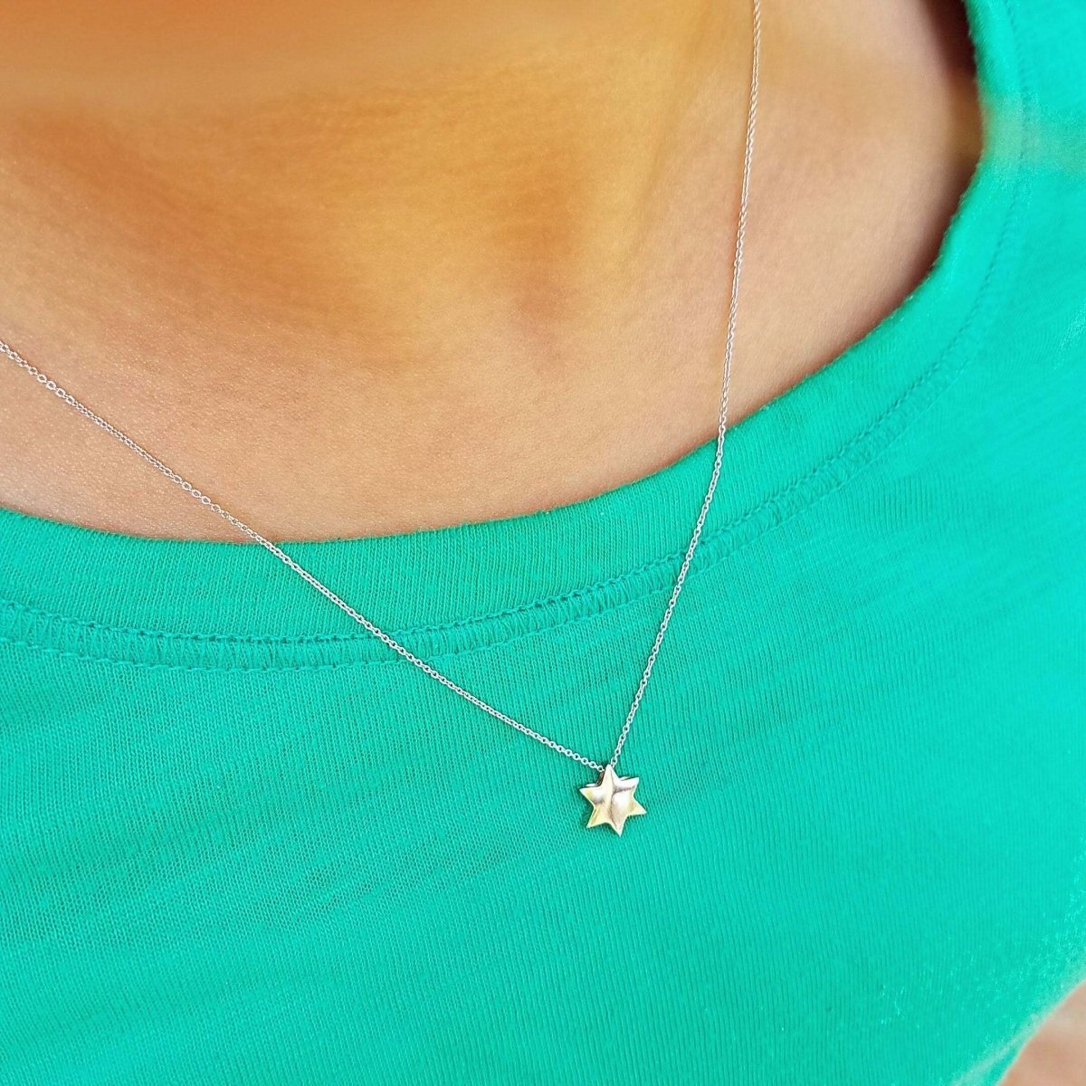 Jewish Star of David Necklace Handcrafted in 14k Gold