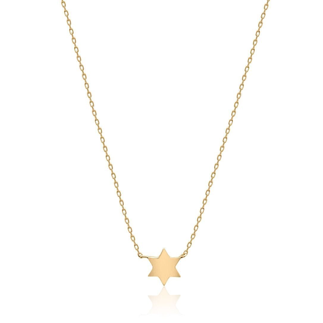 Jewish Star of David Necklace in Solid 14k Yellow Gold, a delicate symbol of faith you will cherish for generations