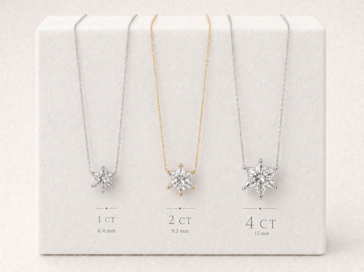Jewish Star of David Pendant in Solid 14k Yellow Gold, One Hand Cut Lab Grown Diamond Shaped Into the Star