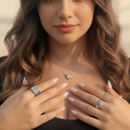 Jewish Star of David Pendant in Solid 14k Yellow Gold, One Hand Cut Lab Grown Diamond Shaped Into the Star
