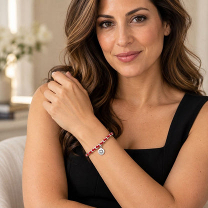 Jewish Star of David Red String Bracelet in Sterling Silver 925, wear your identity and your protection at once