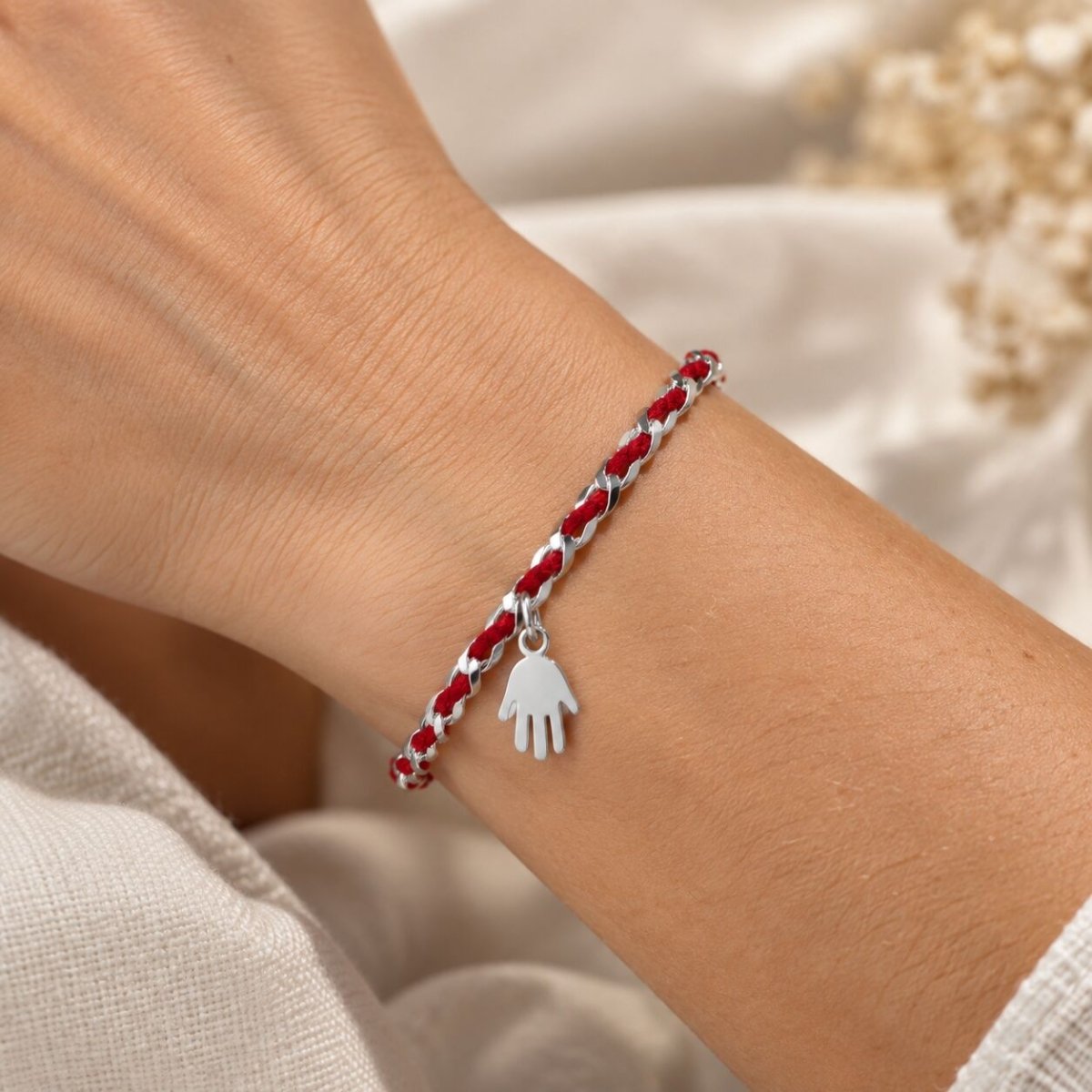 Jewish Star of David Sterling Silver 925 Red String Bracelet, handcrafted protection you wear every day