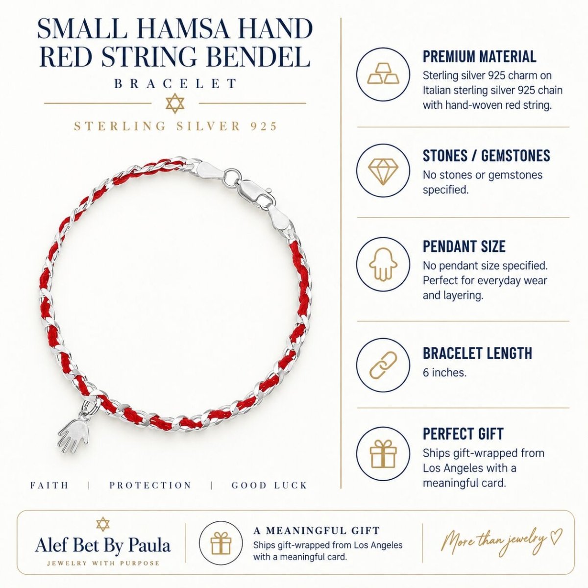 Jewish Star of David Sterling Silver 925 Red String Bracelet, handcrafted protection you wear every day
