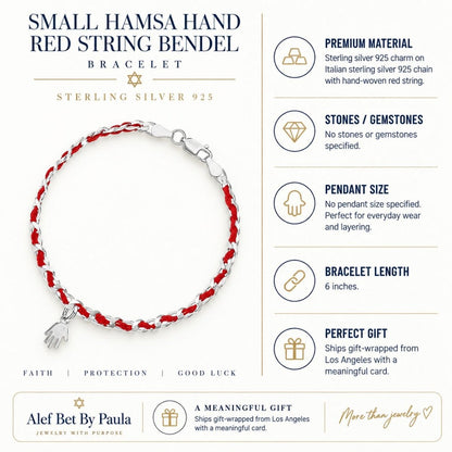 Jewish Star of David Sterling Silver 925 Red String Bracelet, handcrafted protection you wear every day