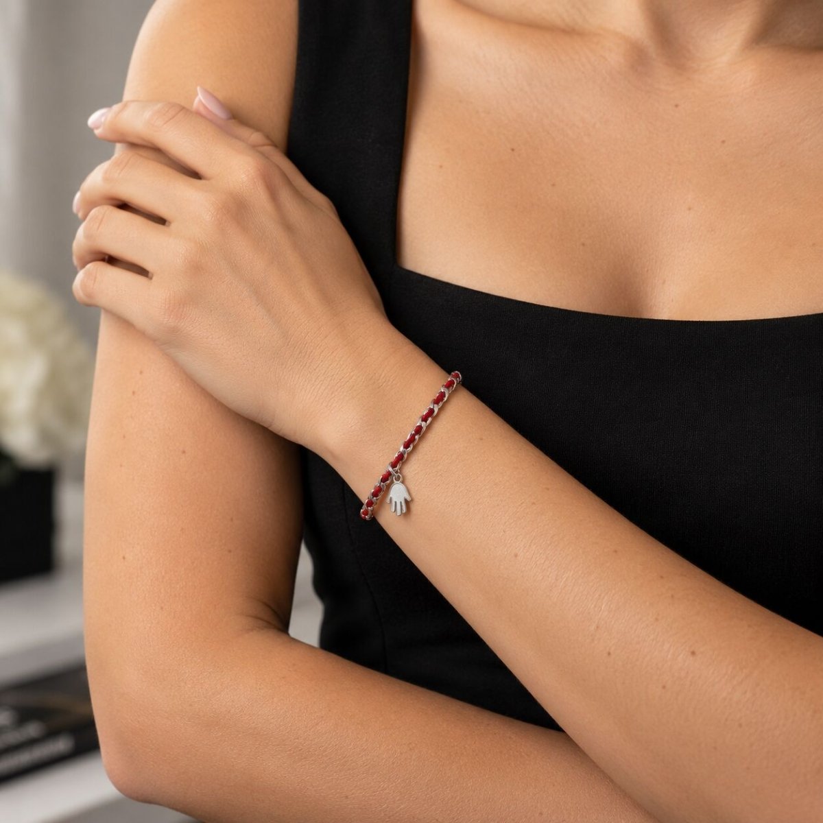 Jewish Star of David Sterling Silver 925 Red String Bracelet, handcrafted protection you wear every day