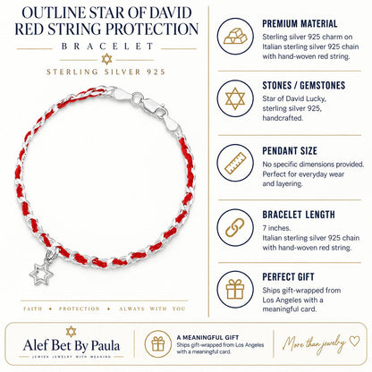 Jewish Star of David Sterling Silver 925 Red String Bracelet, handcrafted protection you wear until it decides it is done