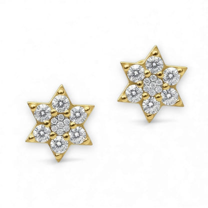 Jewish Star of David Stud Earrings in 14k Gold Plated Sterling Silver 925, timeless faith worn every day
