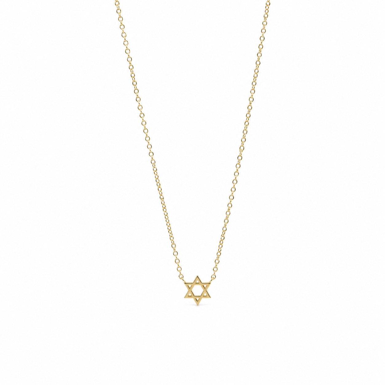 Jewish Star of David Tiny Charm Necklace in 14k Yellow Gold, delicate everyday elegance