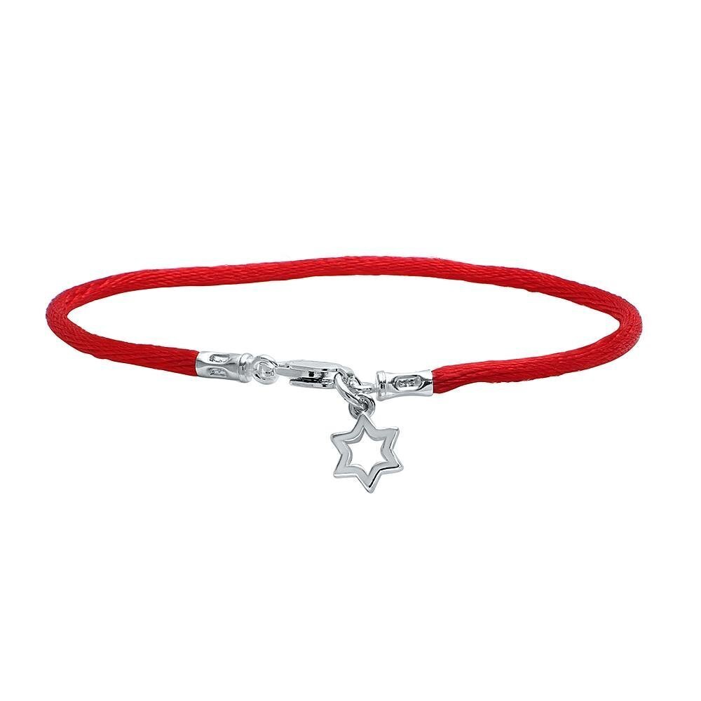 A stylish red cord bracelet featuring a tiny sterling silver Jewish Star pendant, symbolizing protection and faith. Perfect for everyday wear.