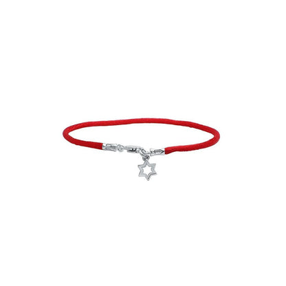 Jewish Star red cord bracelet featuring a sterling silver pendant, symbolizes protection and faith; perfect for daily wear.