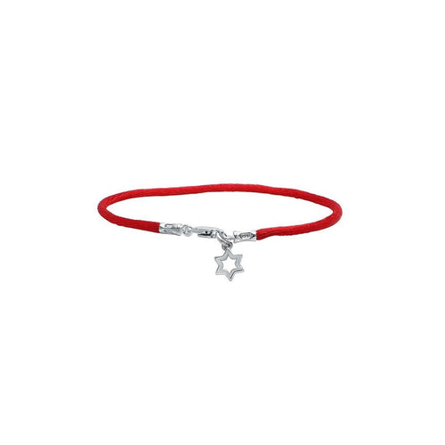 Jewish Star red cord bracelet features a sterling silver pendant on a durable red cord, symbolizing protection and faith.