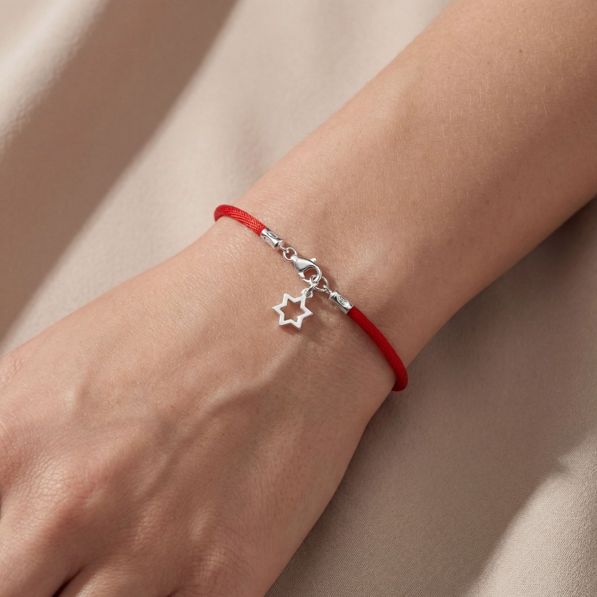 Jewish Star on Protection Red Cord Bracelet
