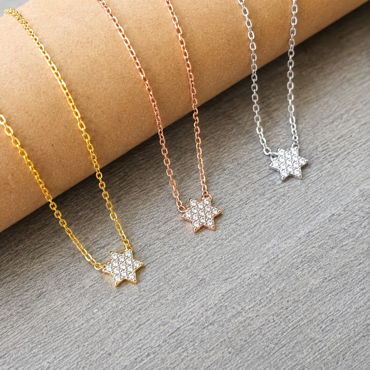 Jewish Star of David Pendant in 925 Rose Gold Plated Sterling Silver with Cubic Zirconia, a sparkling symbol of pride and heritage you will love to wear every day