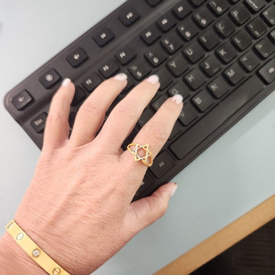 Jewish Star Ring in Solid Gold