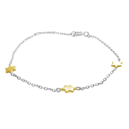 Jewish Star Silver Bracelet in Sterling Silver
