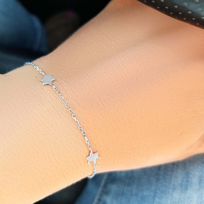 Jewish Star Silver Bracelet in Sterling Silver