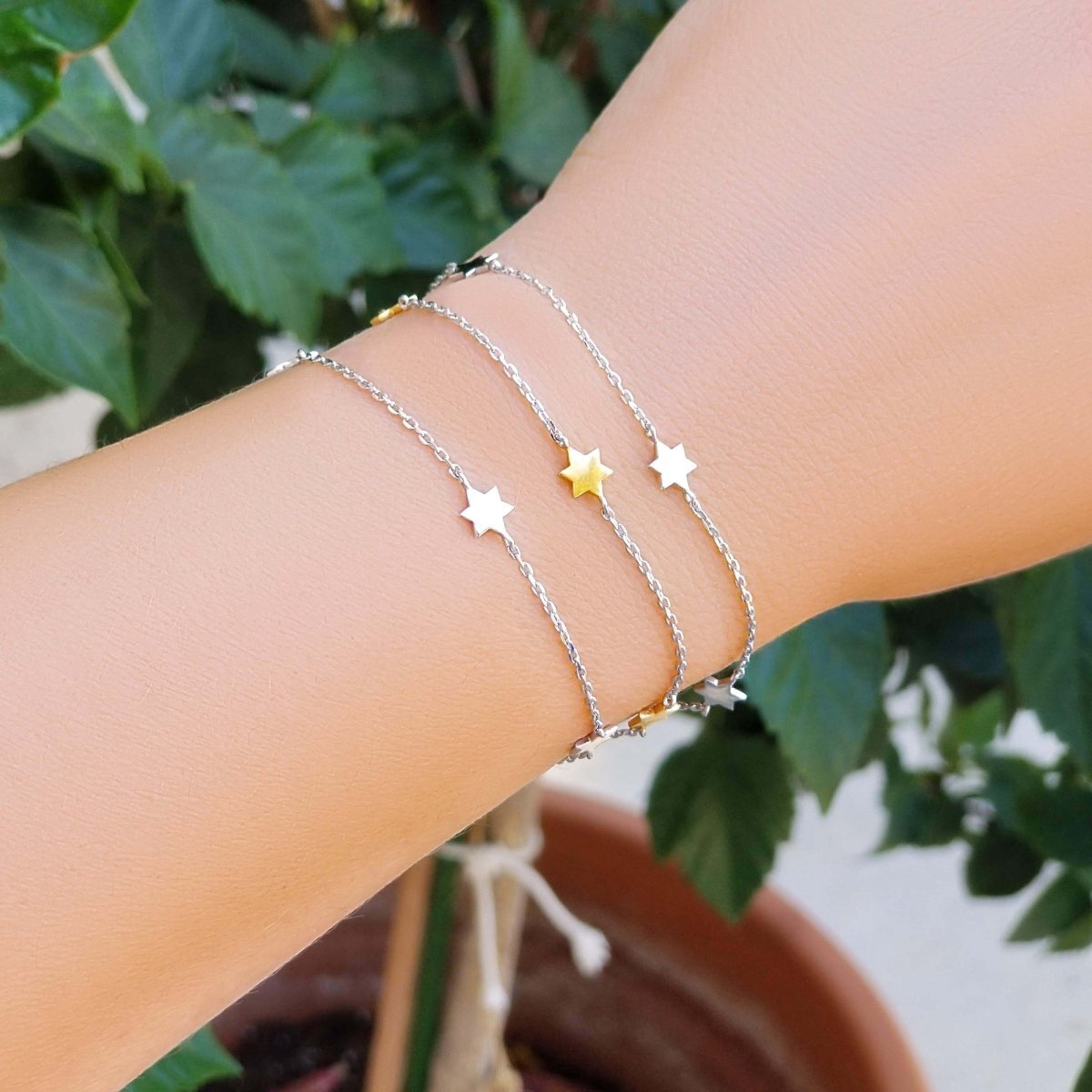 Jewish Star Silver Bracelet in Sterling Silver