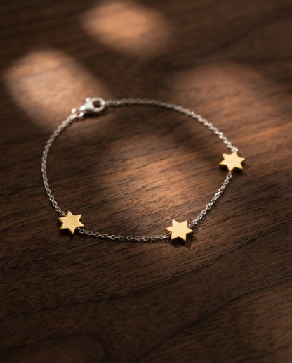 Jewish Star Silver Bracelet in Sterling Silver