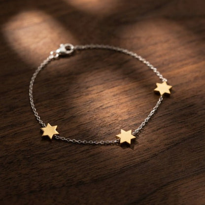 Jewish Star Silver Bracelet in Sterling Silver