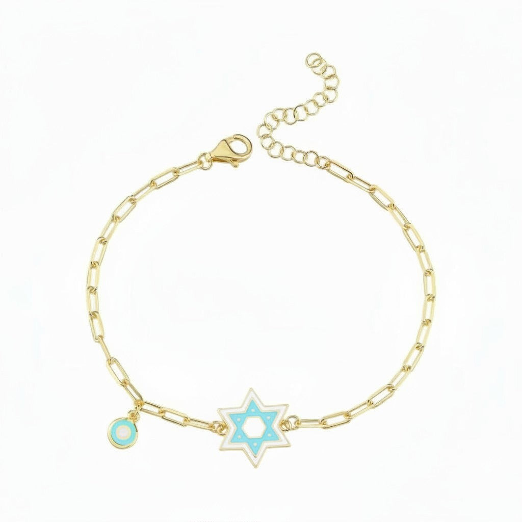 Colorful Enamel Jewish Star Bracelet - Gold Plated, Faith & Style | Alef Bet