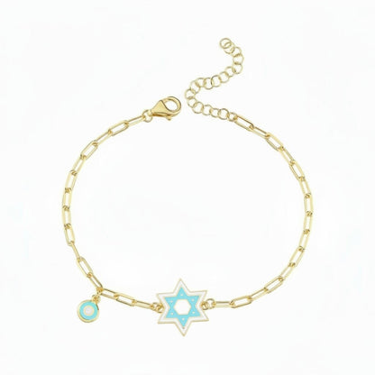 Colorful Enamel Jewish Star Bracelet - Gold Plated, Faith & Style | Alef Bet