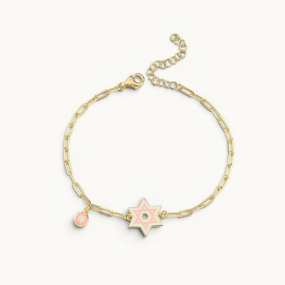 Star bracelet in yellow gold plated 925 silver with enamel detail by Alef Bet