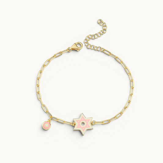 Star bracelet in yellow gold plated 925 silver with enamel detail by Alef Bet