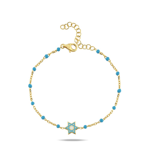 Jewish Star Yellow Gold Plated 925 Bracelet