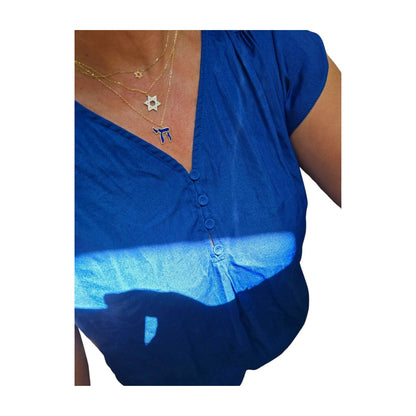 Jewish Star Yellow Gold Plated 925 Necklace on Paperclip Chain