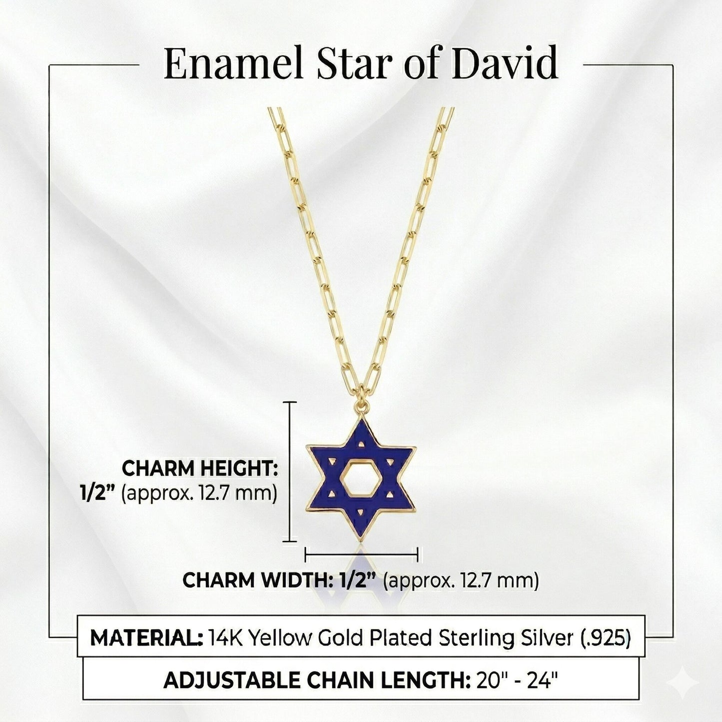 Star charm necklace yellow gold plated silver on elongated paperclip chain display