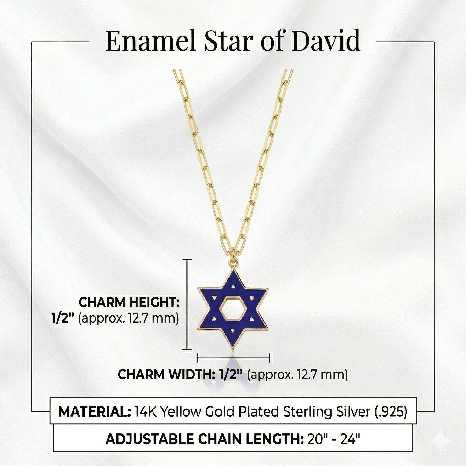 Star charm necklace yellow gold plated silver on elongated paperclip chain display