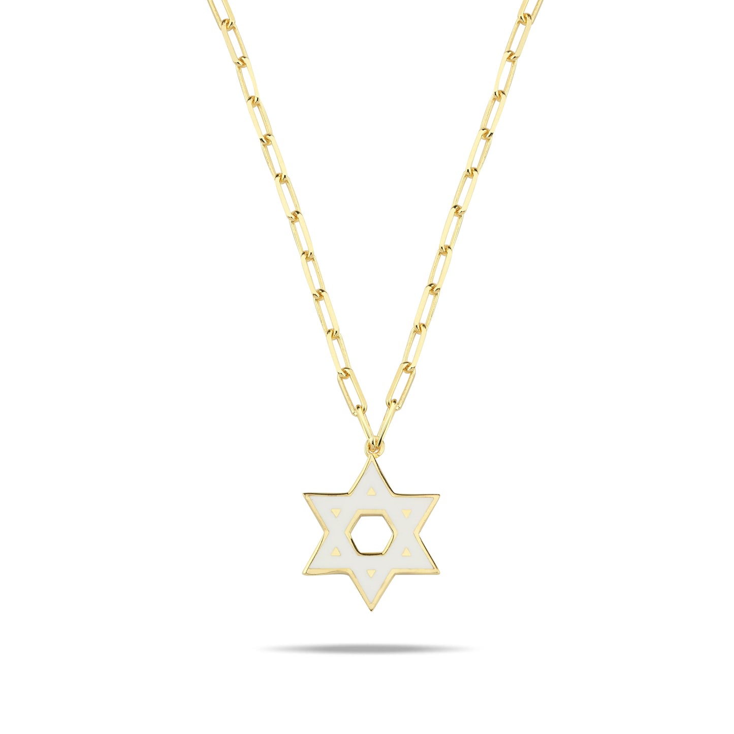 Jewish Star Yellow Gold Plated 925 Necklace on Paperclip Chain