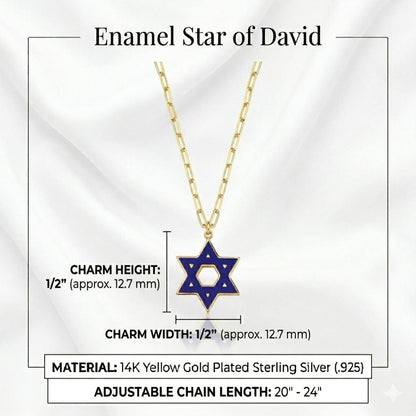 Jewish Star Yellow Gold Plated 925 Necklace on Paperclip Chain