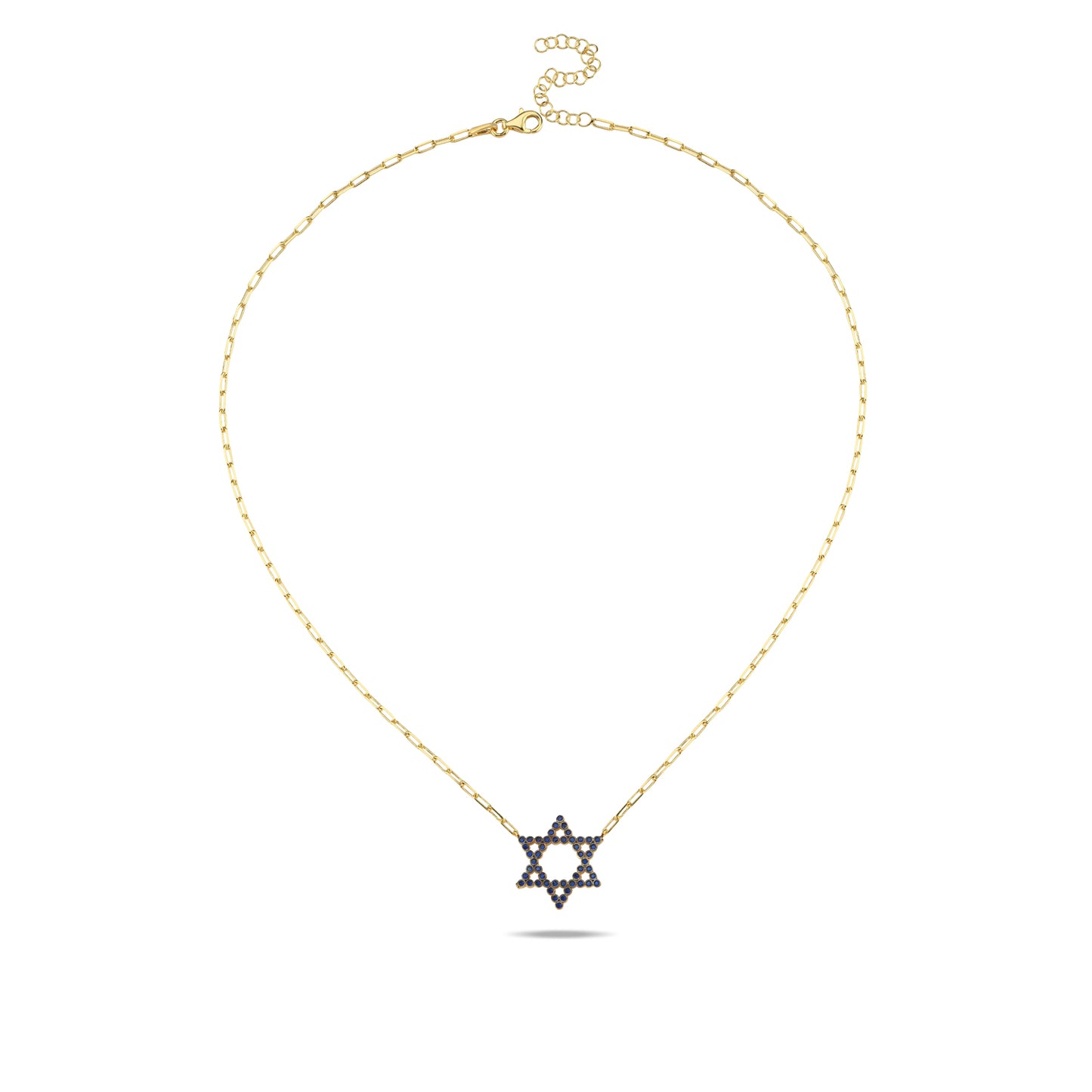 Jewish Star Yellow Gold Plated Cubic Zirconia Necklace