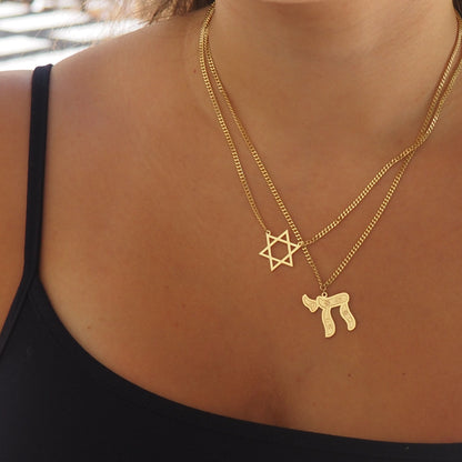 Wear Your Heritage Proudly, Large Magen David Jewish Star Necklace in 14k Gold Plated Sterling Silver 925