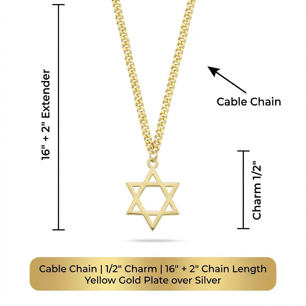 Large Star of David Necklace in Gold Plating | Bold Identity Statement on Heavy Cable Chain