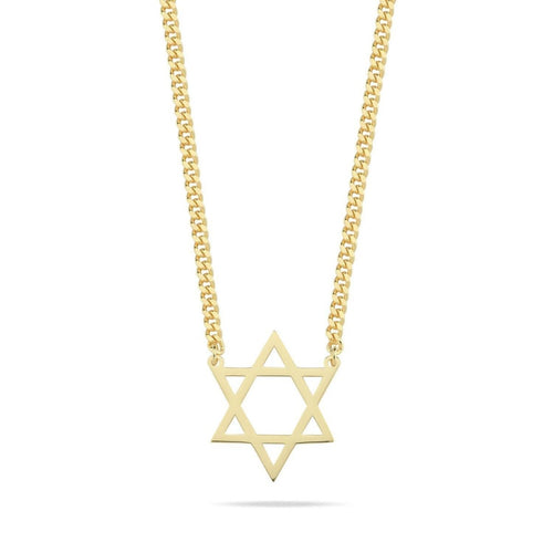 Large Star of David Necklace in Gold Plating | Bold Identity Statement on Heavy Cable Chain